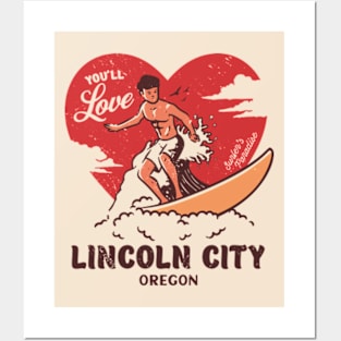 Vintage Surfing You'll Love Lincoln City, Oregon // Retro Surfer's Paradise Posters and Art